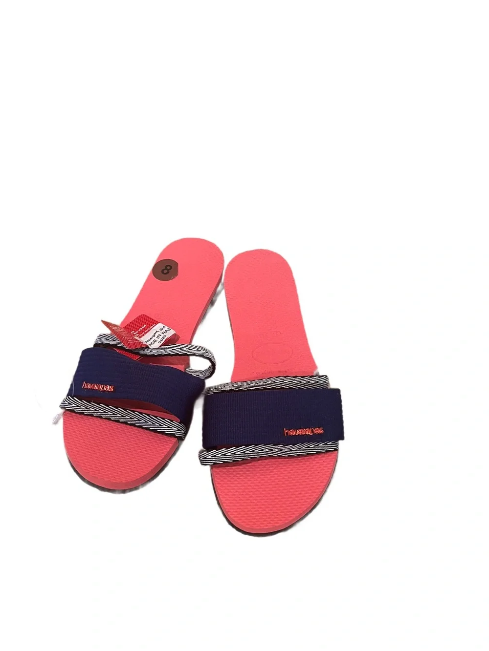 NWT Hologram Havaianas Womens Blue Pink Porcelain Slide Sandal Brazil Trancoso